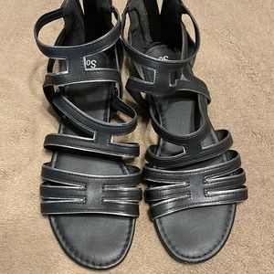 So black sandals with silver accents